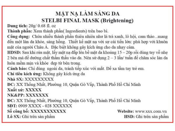 Tem phụ phải có đầy đủ nội dung về sản phẩm