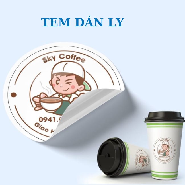 Mẫu tem dán ly cafe